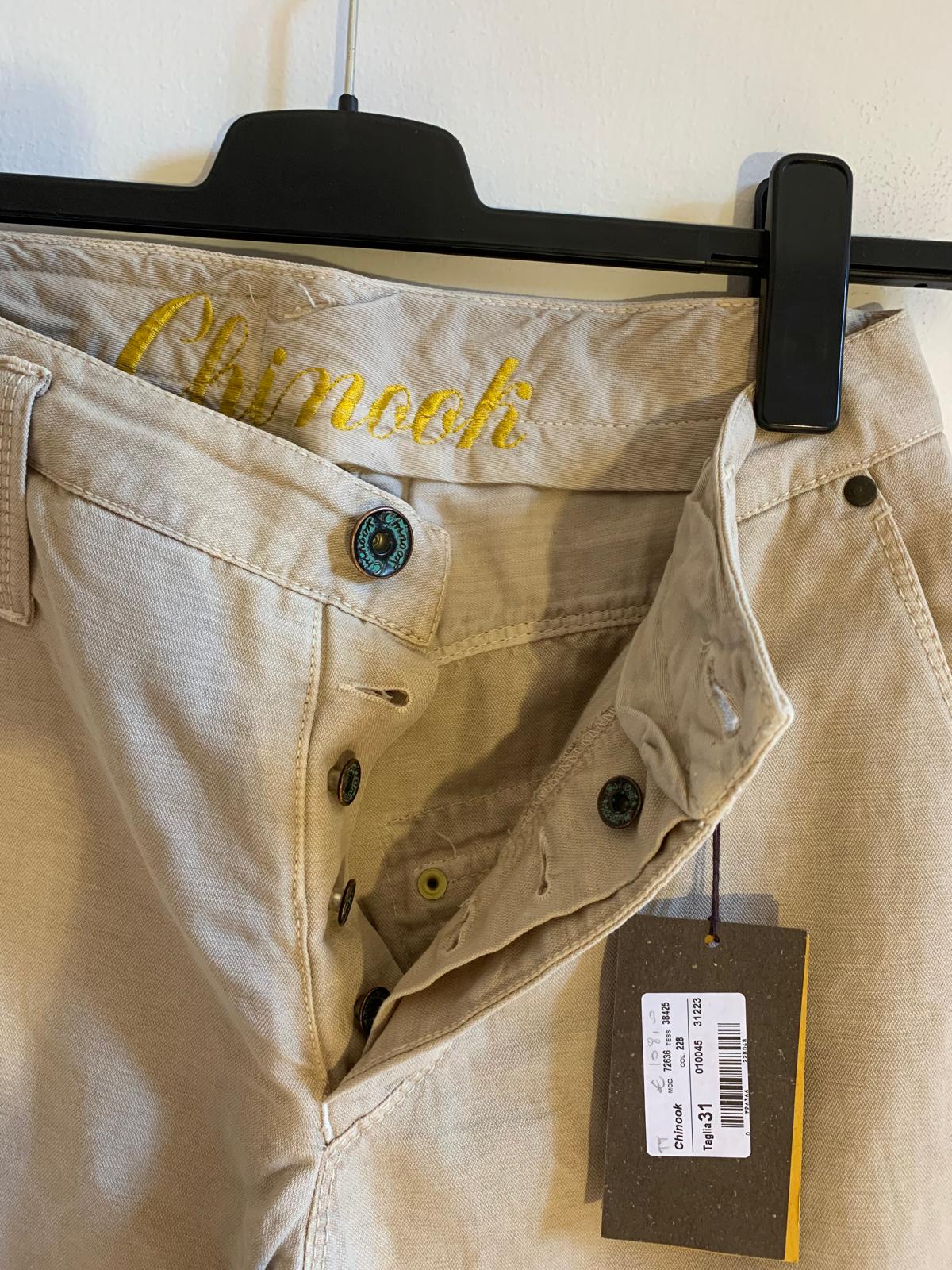 Pantalone Chinook. Taglia 44/46. 100% Cotone. Colore Beige