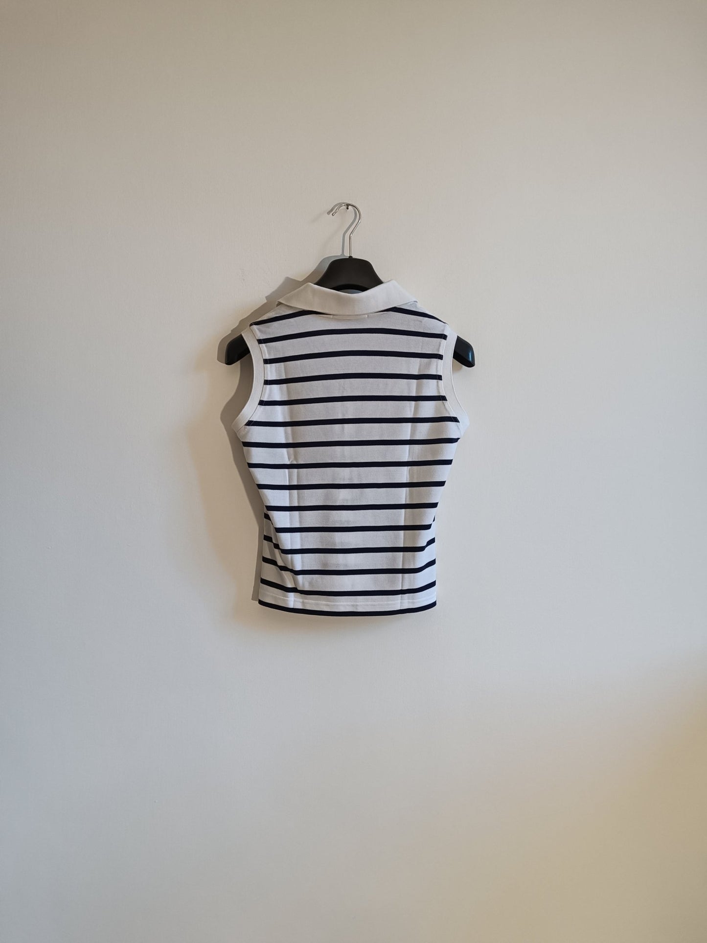 Gilet Donna Emanuele Ungaro.100% Cotone. Taglia M. Colore bianco con righe blu. - GLWear #