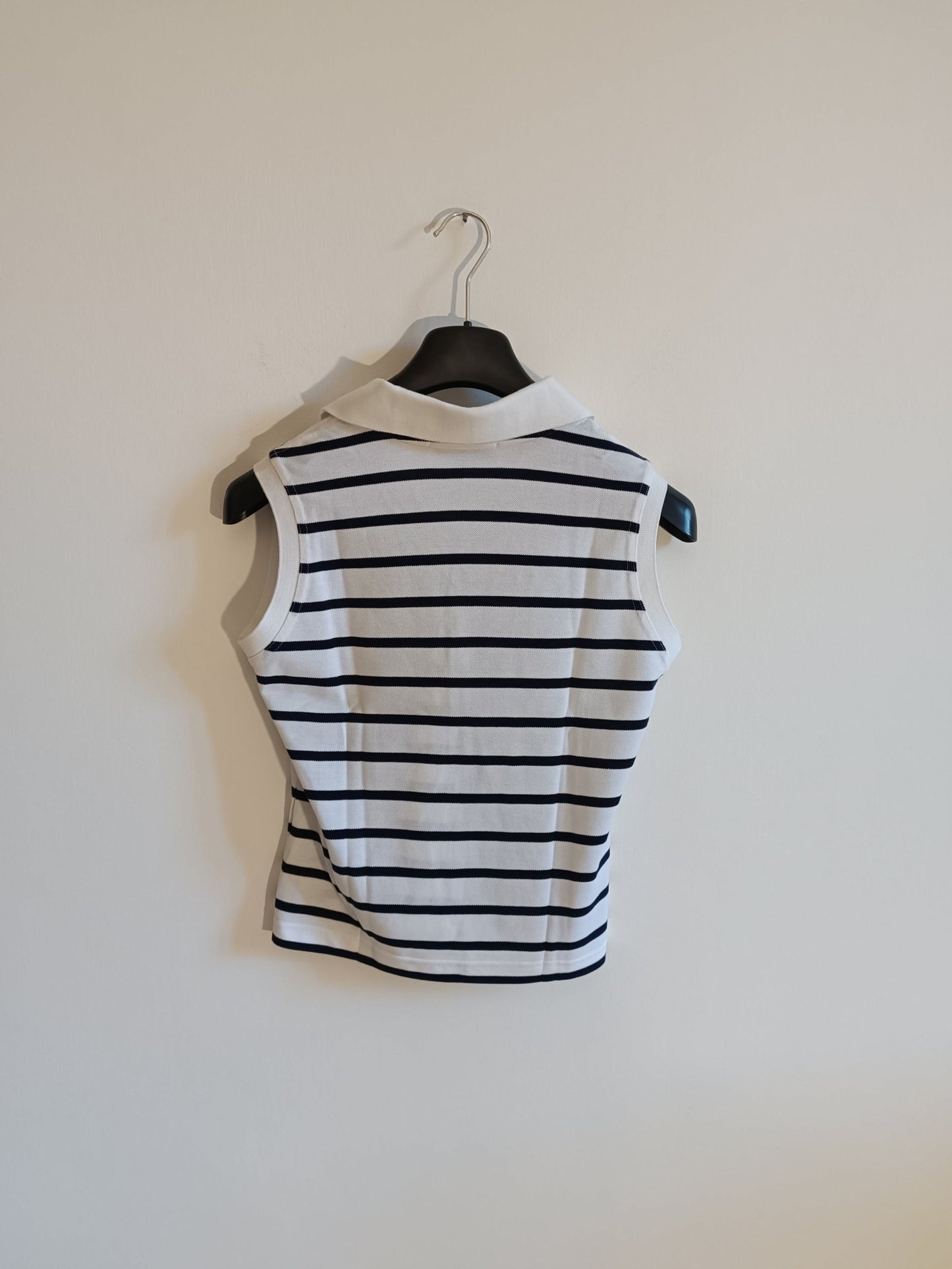 Gilet Donna Emanuele Ungaro.100% Cotone. Taglia M. Colore bianco con righe blu. - GLWear #