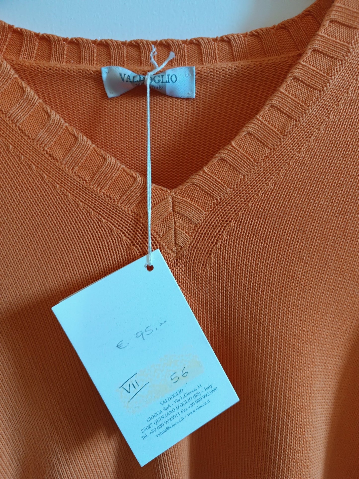 Maglione Valdoglio colore arancio. Taglia 56. 100% Cotone. Made in Italy - GLWear #