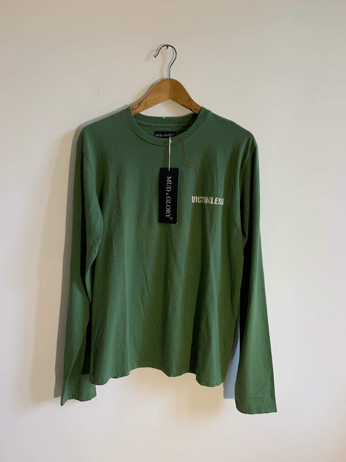 T-shirt Mud & Glory manica lunga. Taglia L. Colore verde. 100% Cotone - GLWear #