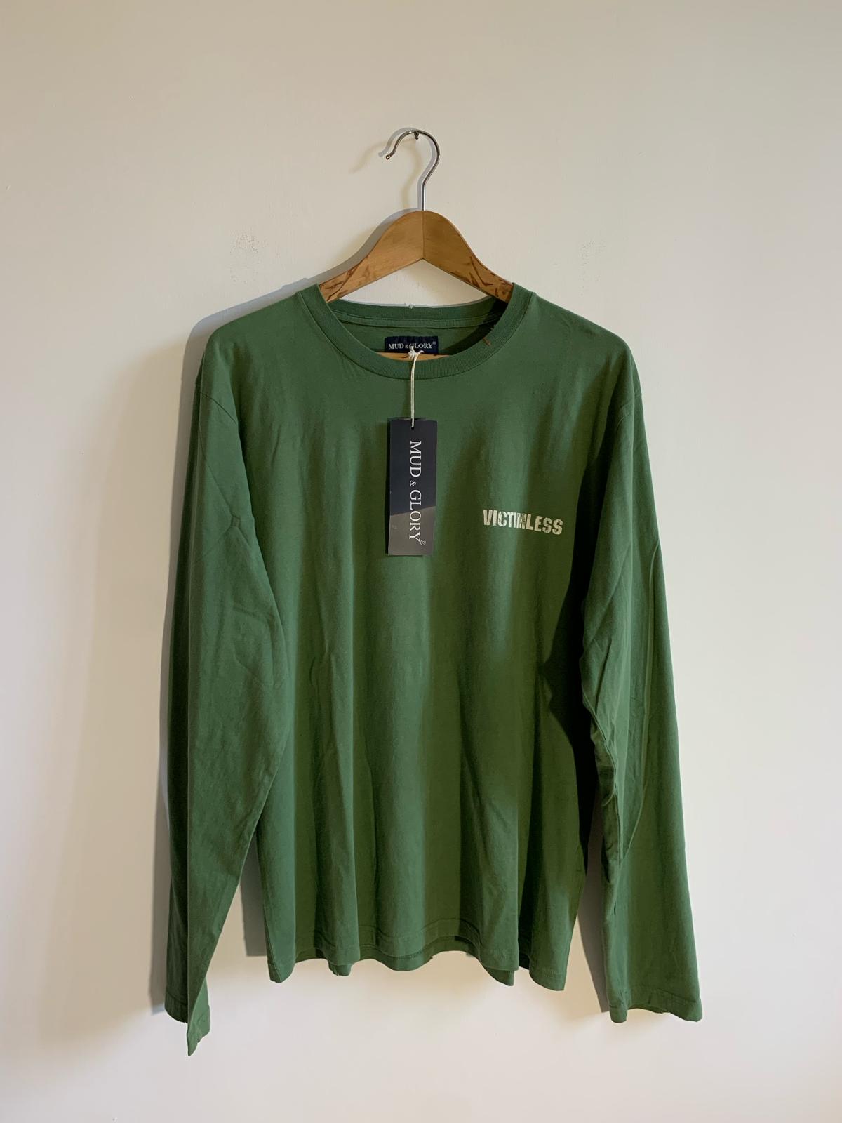 T-shirt Mud & Glory verde manica lunga. Taglia XXL. 100% Cotone - GLWear #